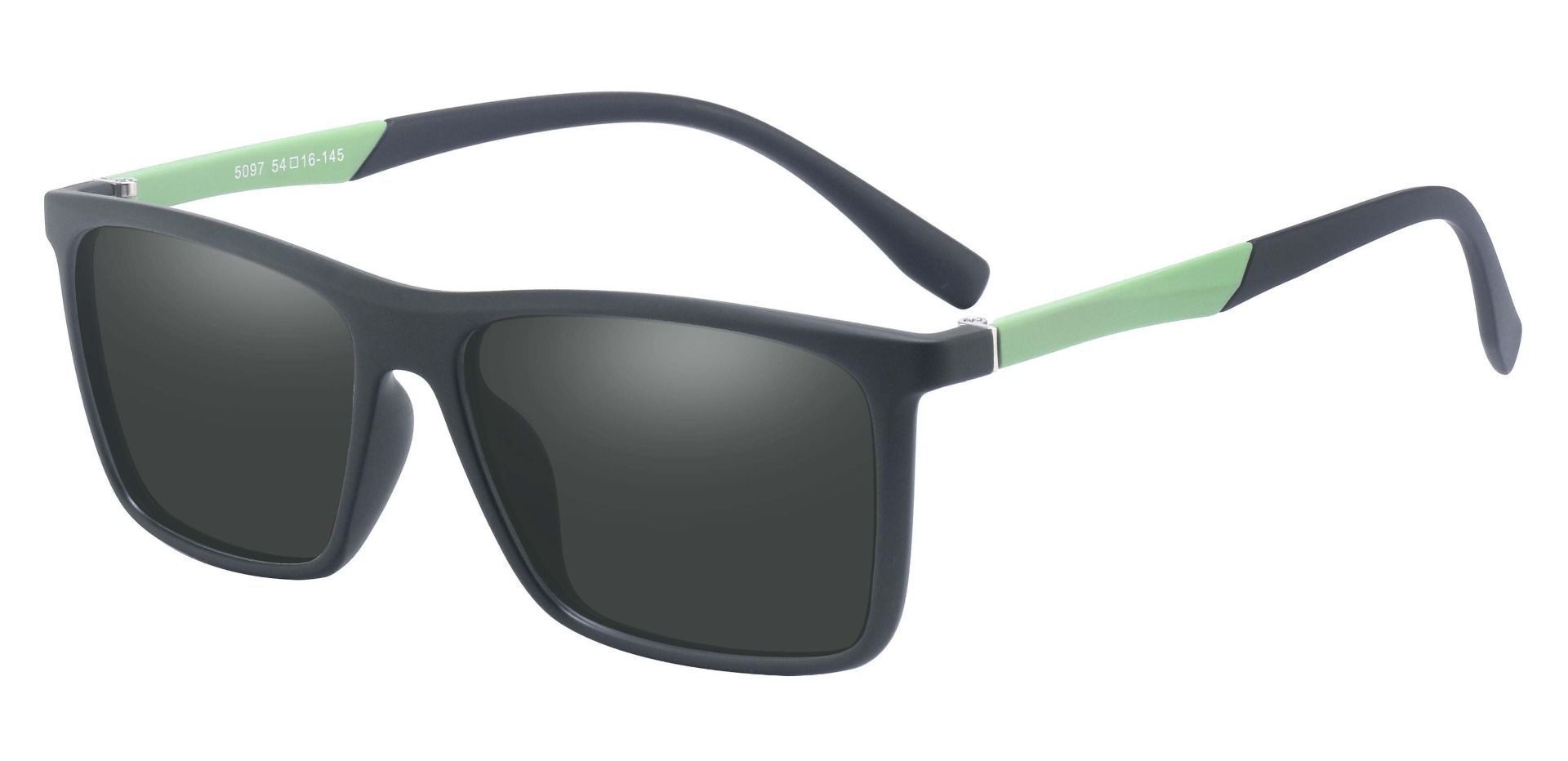 Cleveland Rectangle Prescription Sunglasses - Green Frame With Gray Lenses