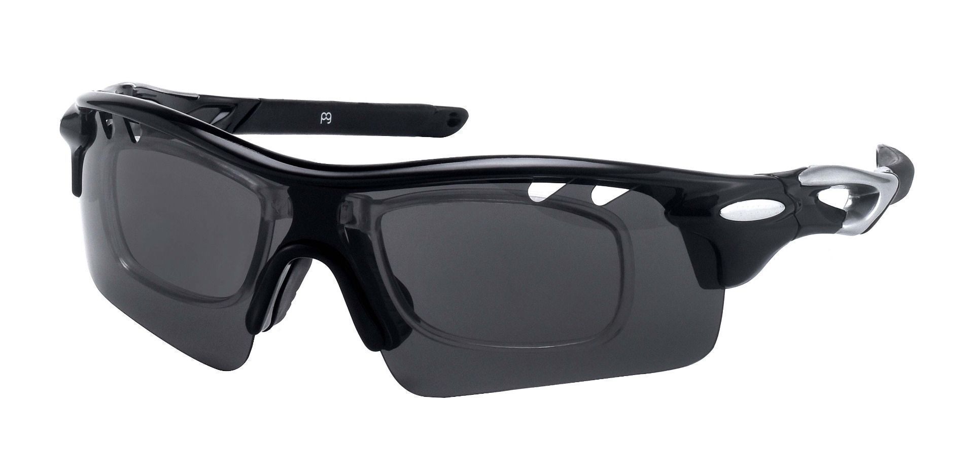 Wraparound Sport Prescription Sunglasses with RX Lens Insert - Jackson Black
