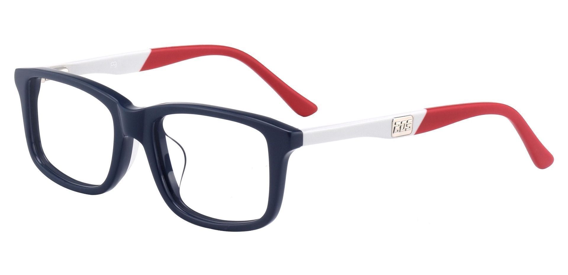 Hub Rectangle Eyeglasses Frame - Blue White Red