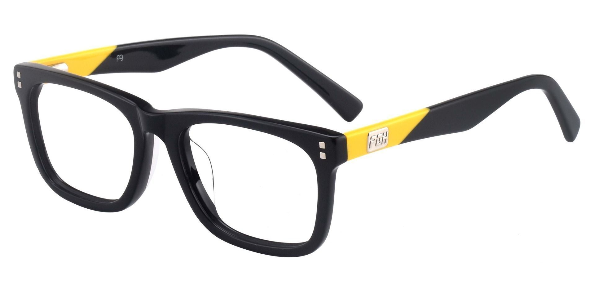 Blitz Rectangle Lined Bifocal Glasses - The Frame Is Black And Yellow