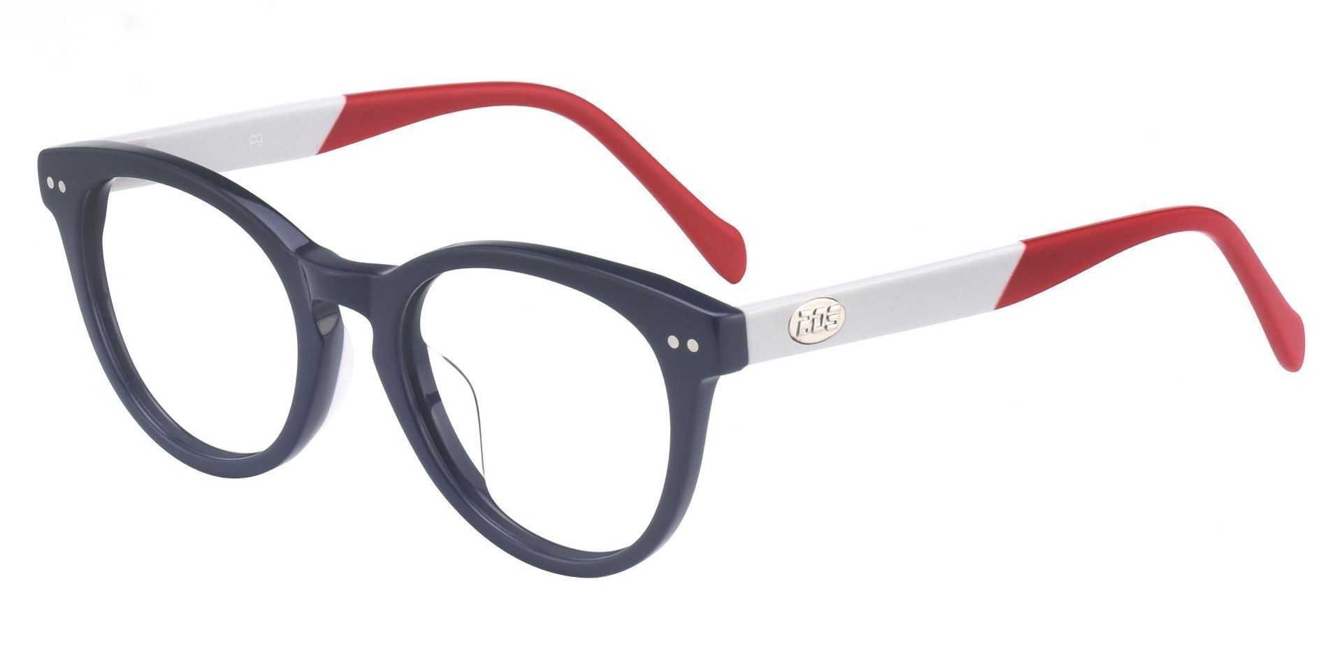 Common Oval Prescription Glasses - The Frame Is Blue And Red