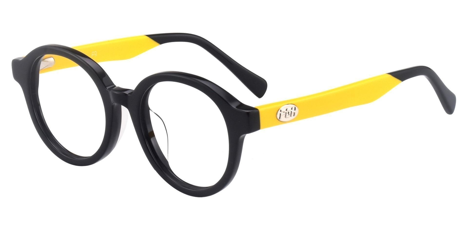 Steel City Round Non-Rx Glasses - The Frame Is Black And Gold