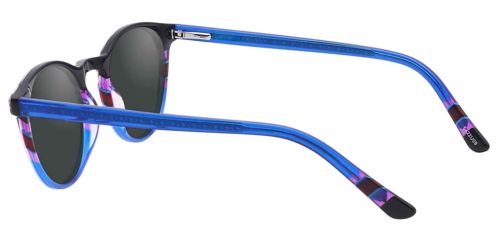 Jellie Round Lined Bifocal Sunglasses - Blue Frame With Gray Lenses