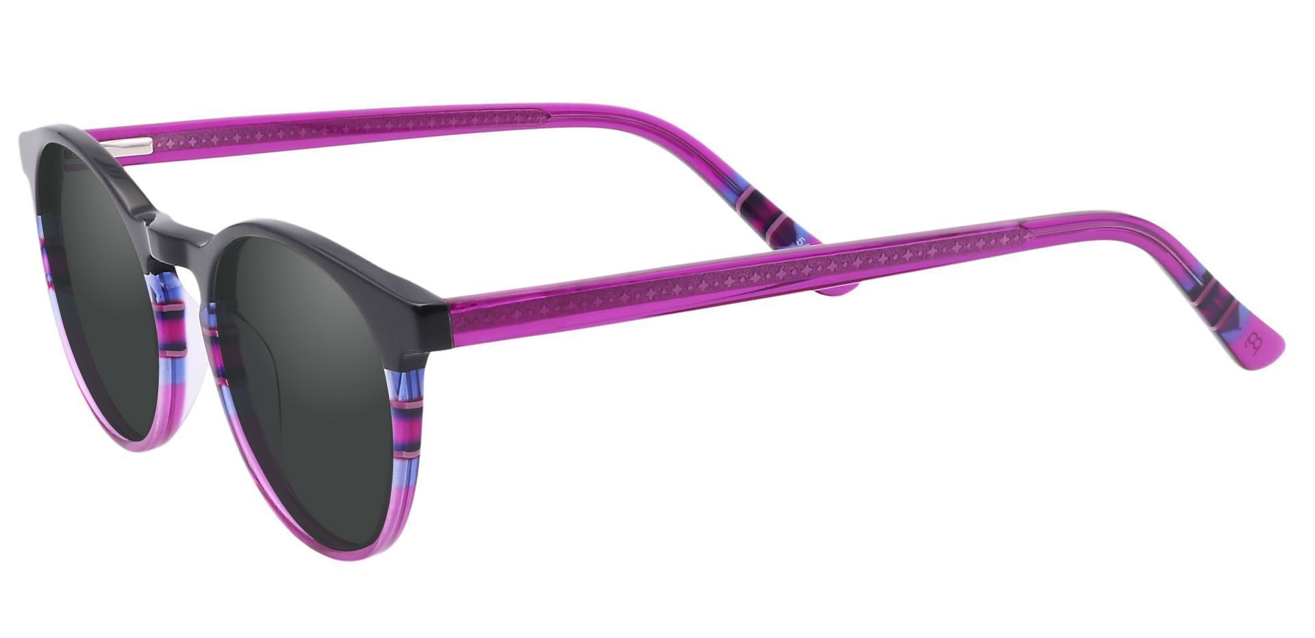 Jellie Round Reading Sunglasses - Purple Frame With Gray Lenses
