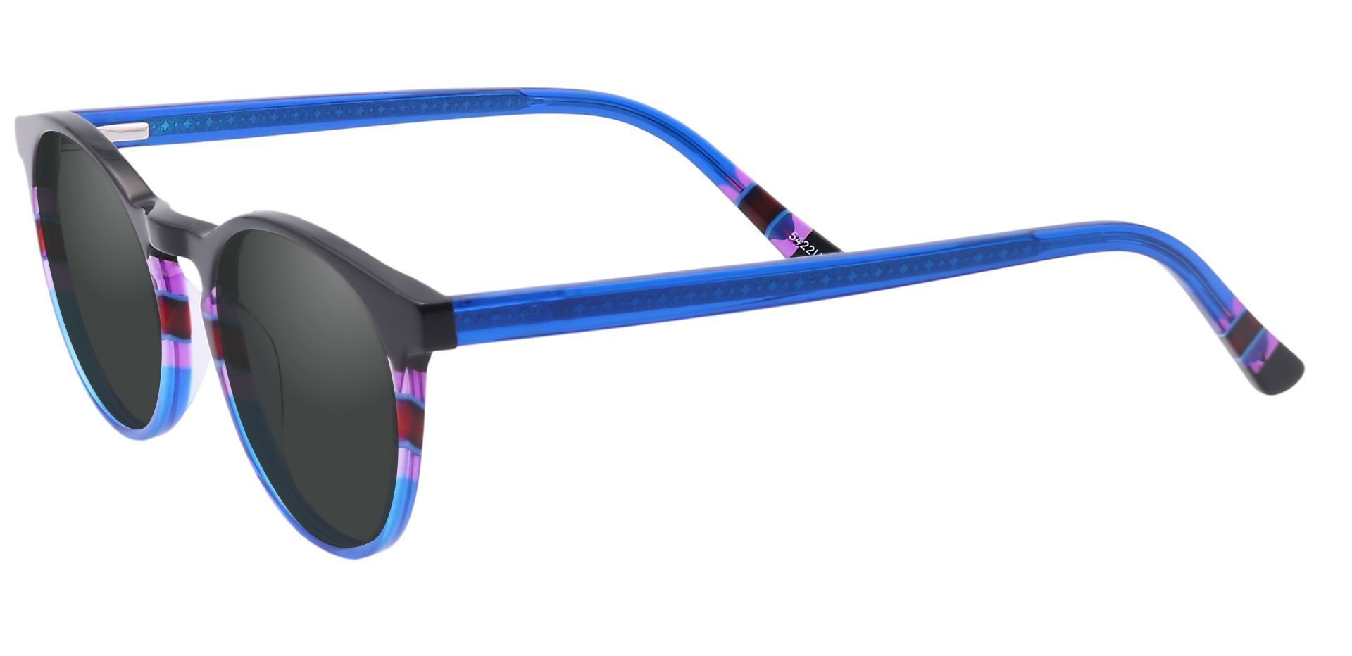 Jellie Round Prescription Sunglasses - Blue Frame With Gray Lenses