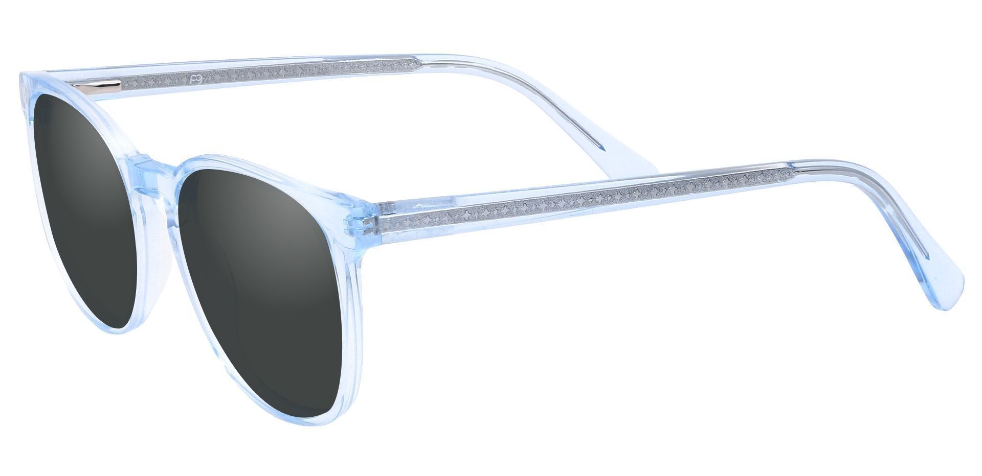 Nebula Round Prescription Sunglasses - Blue Frame With Gray Lenses