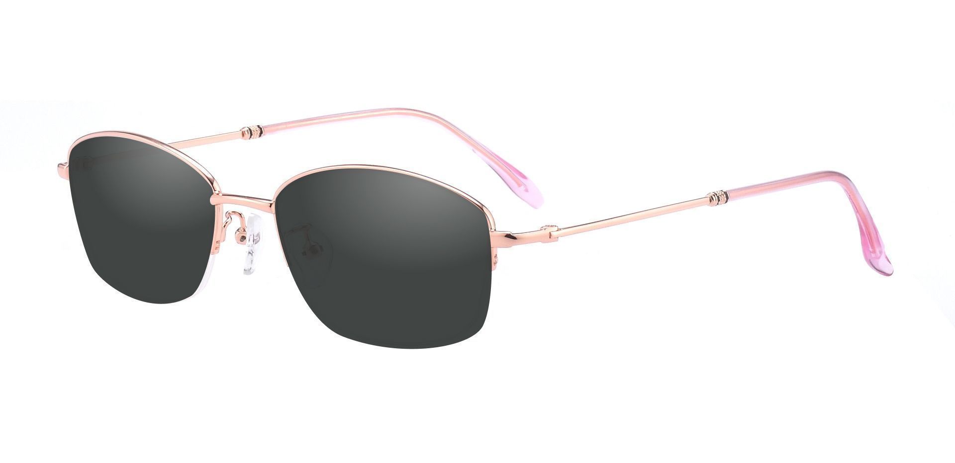 Mendoza Oval Non-Rx Sunglasses - Rose Gold Frame With Gray Lenses