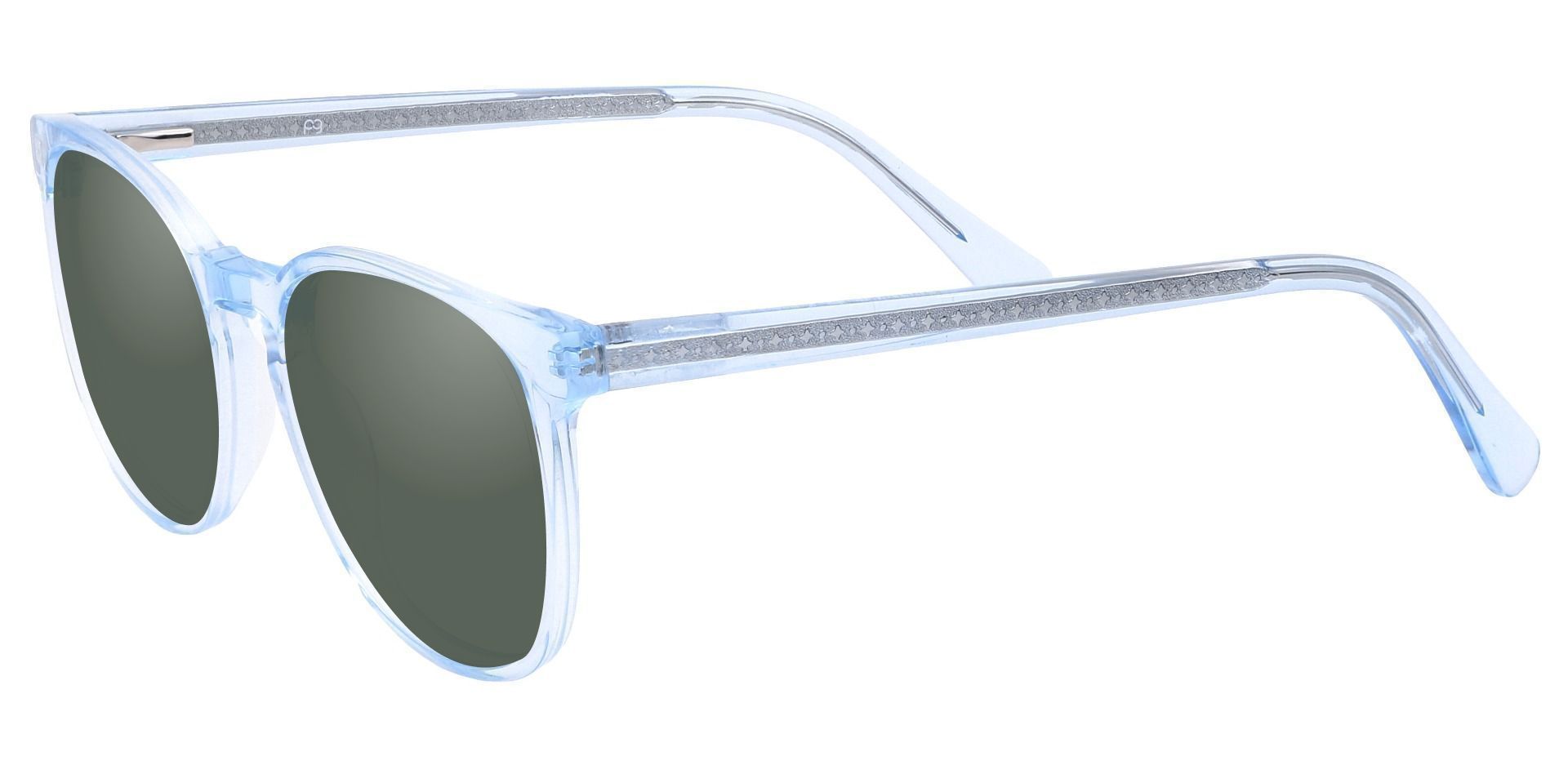 Nebula Round Prescription Sunglasses - Blue Frame With Green Lenses