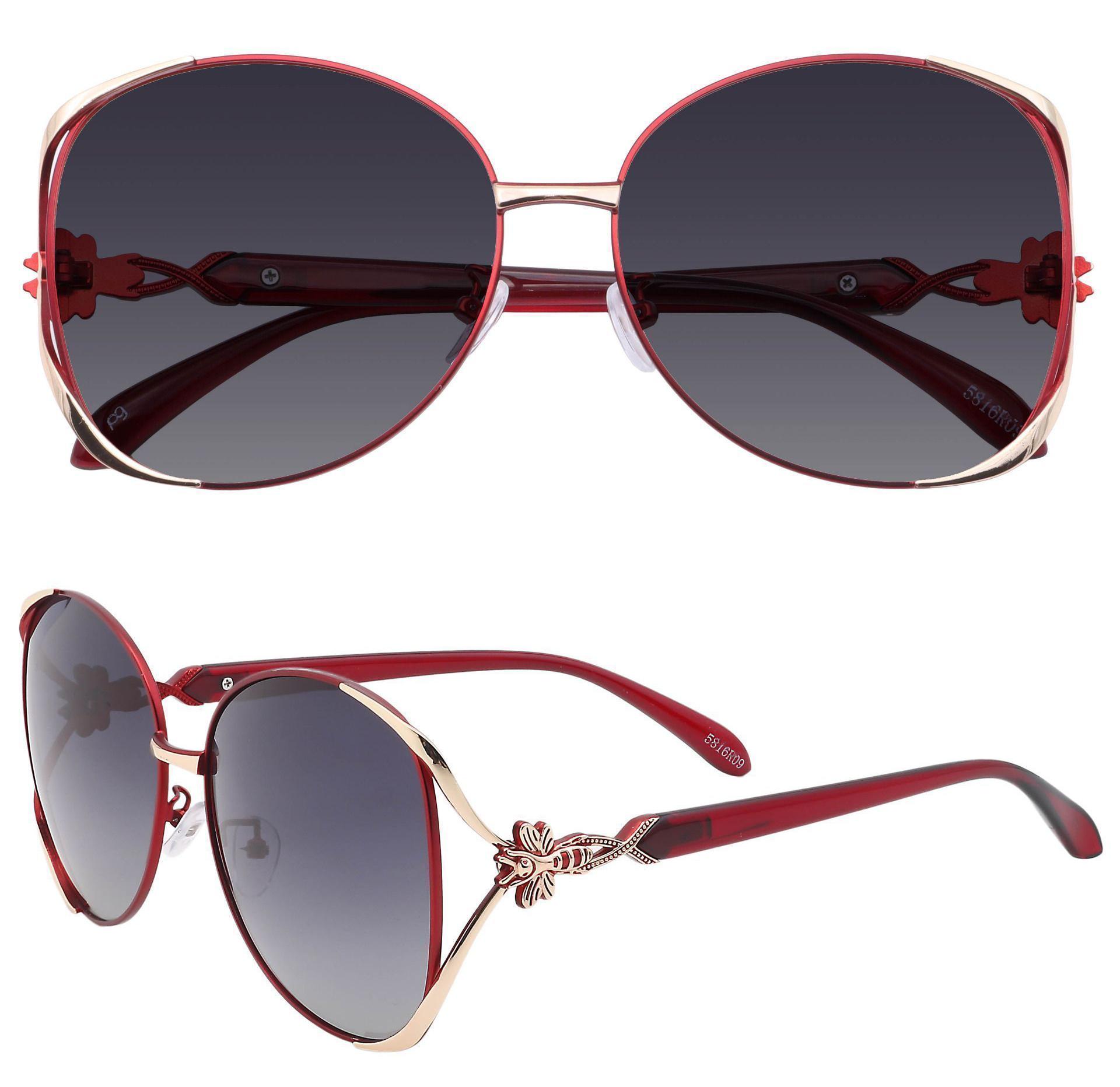Nina Round - Red Frame With Gradient Gray Lenses