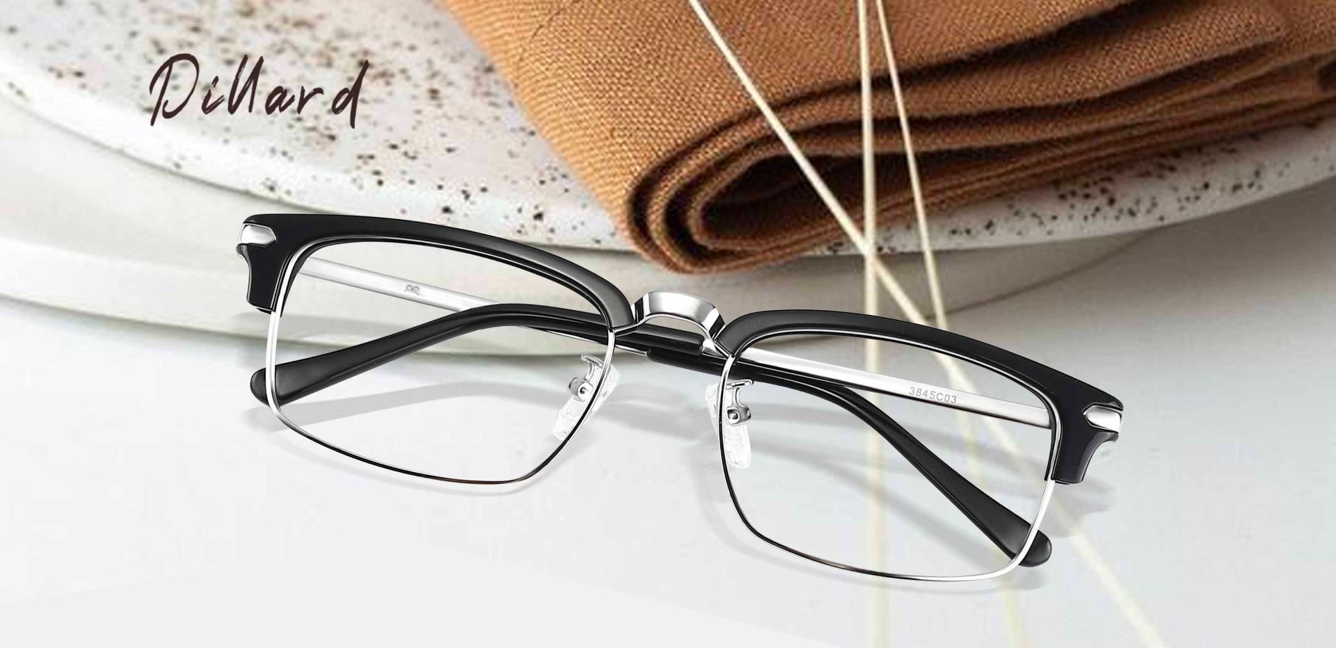 Dillard Browline Prescription Glasses Silver Men's Eyeglasses