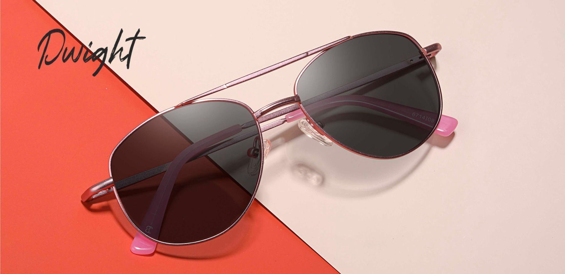 Dwight Aviator Prescription Sunglasses - Pink Frame With Gray Lenses