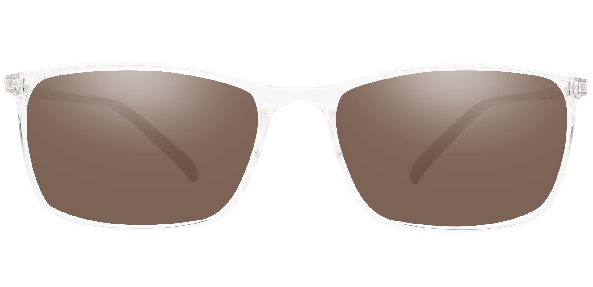 Fuji Rectangle Prescription Sunglasses - Clear Frame With Brown Lenses