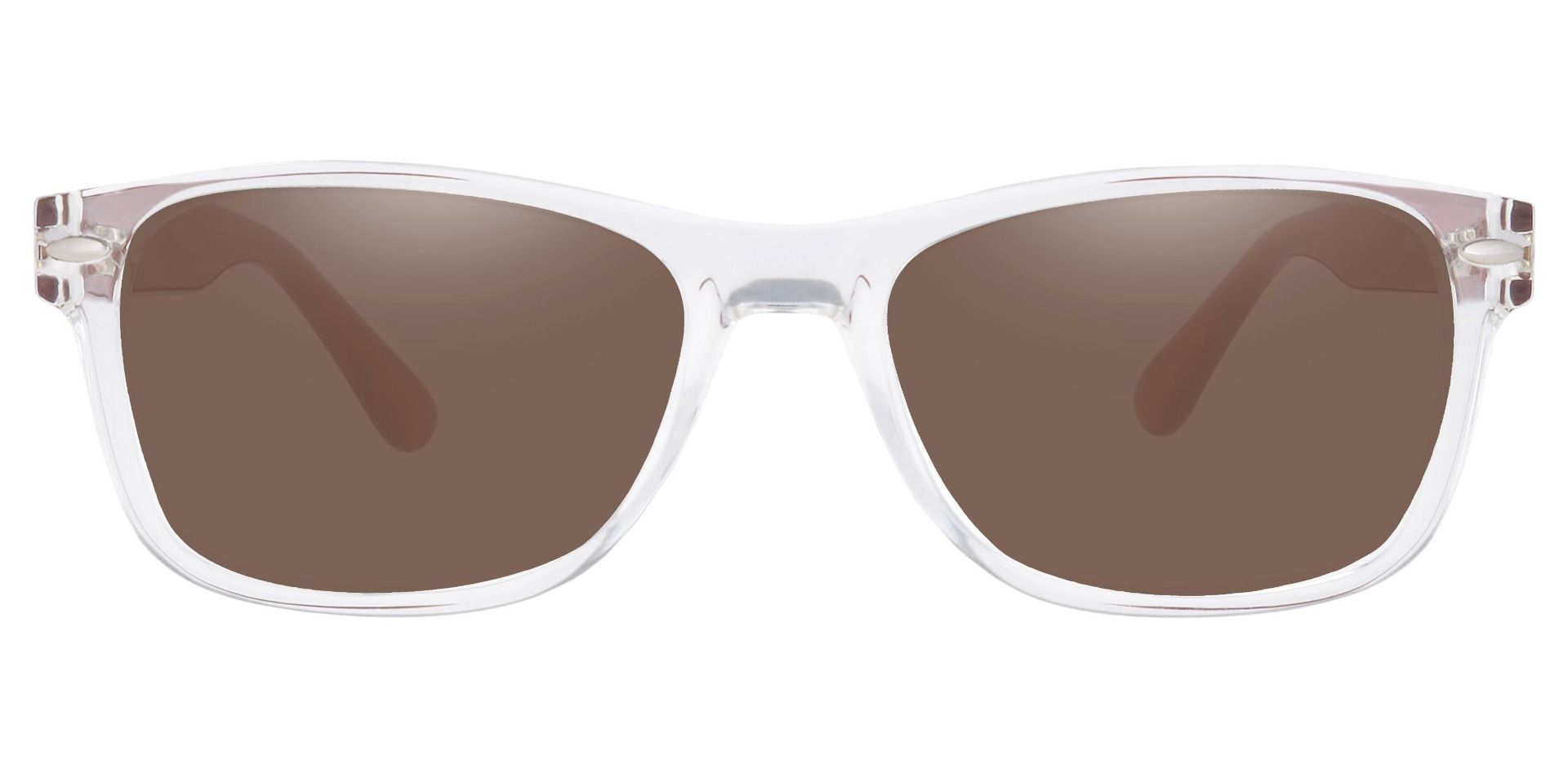 Kent Rectangle Prescription Sunglasses - Clear Frame With Brown Lenses