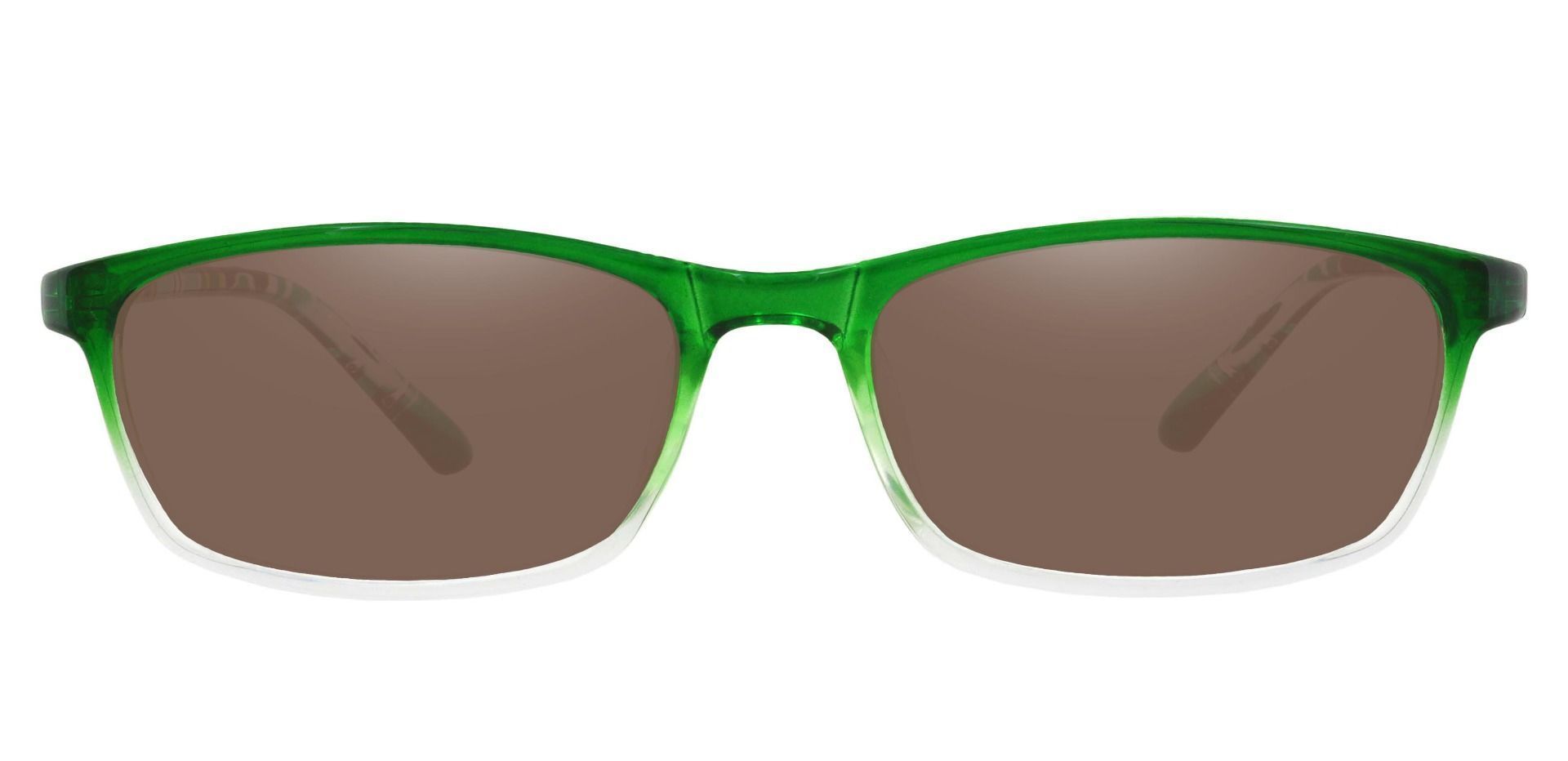 Trinity Rectangle Lined Bifocal Sunglasses Green Frame With Brown Lenses Womens Sunglasses 