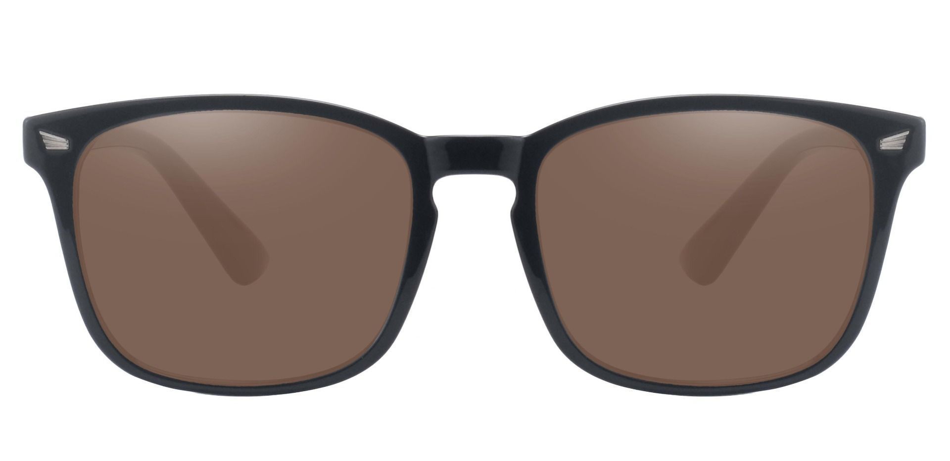 Rogan Square Prescription Sunglasses - Black Frame With Brown Lenses