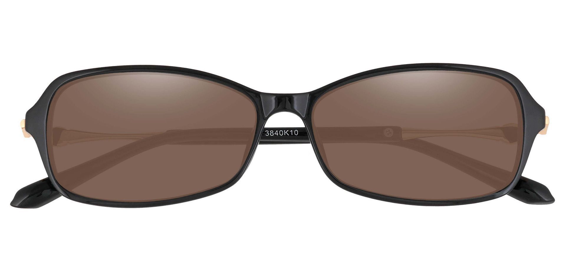 Clover Rectangle Prescription Sunglasses - Black Frame With Brown ...
