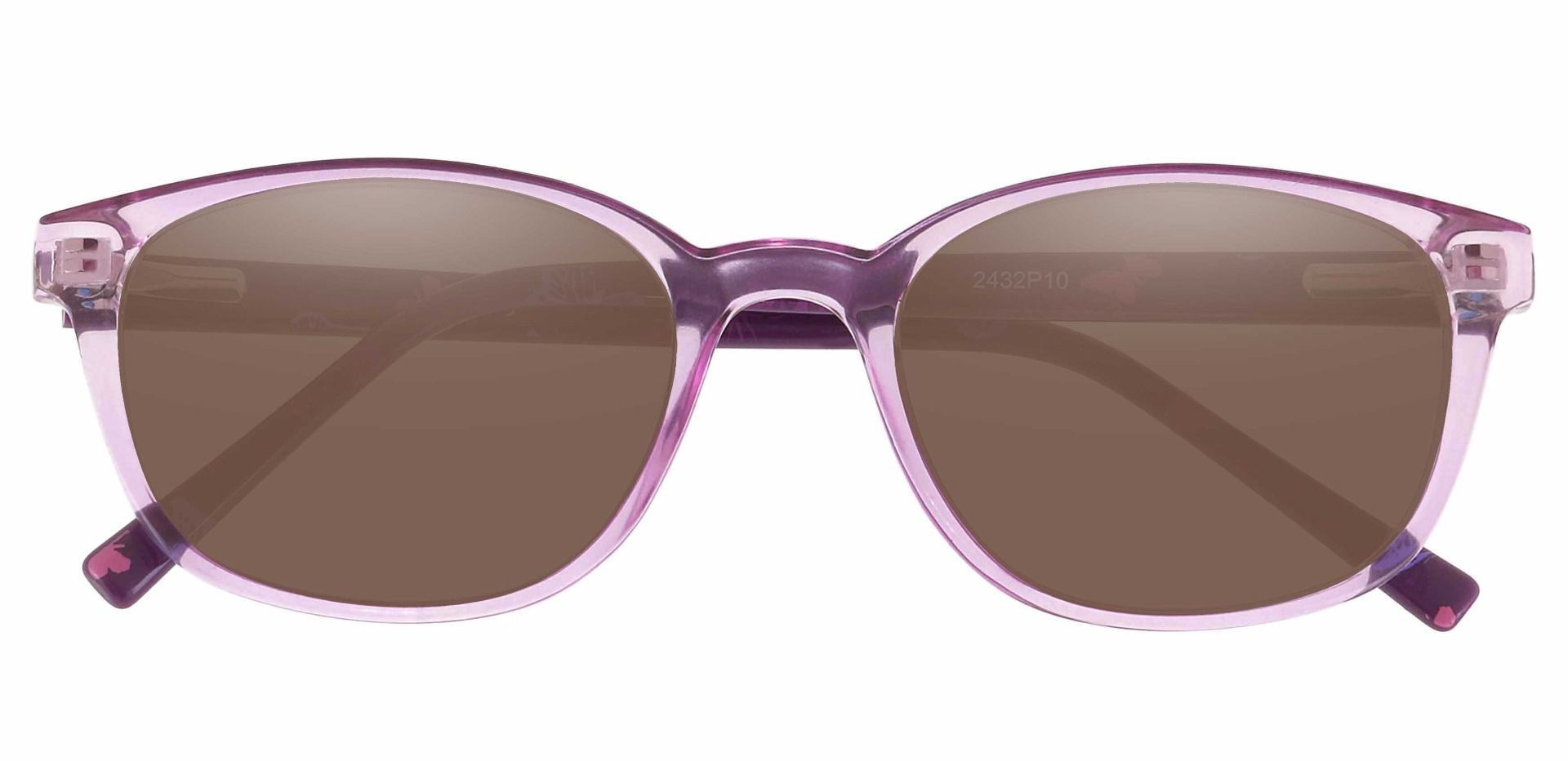 Branson Rectangle Prescription Sunglasses - Purple Frame With Brown Lenses
