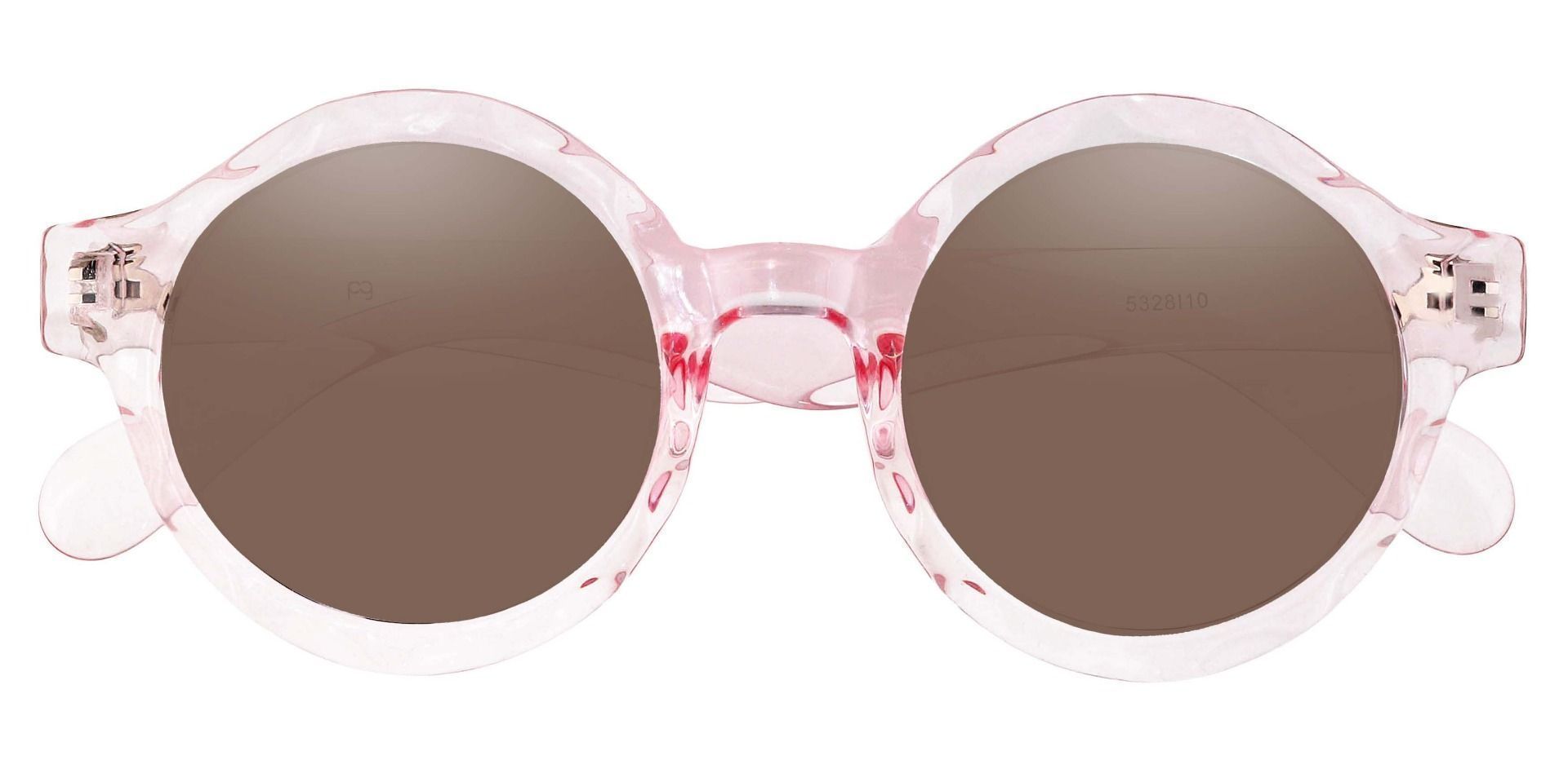 Crystal Round Lined Bifocal Sunglasses Pink Frame With Brown Lenses Womens Sunglasses 