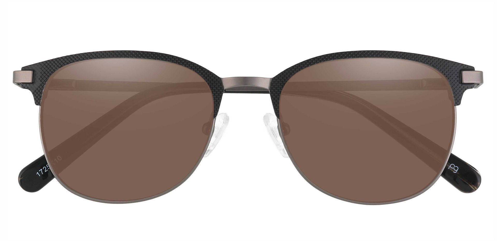 Roscoe Oval Lined Bifocal Sunglasses - Black Frame With Brown Lenses