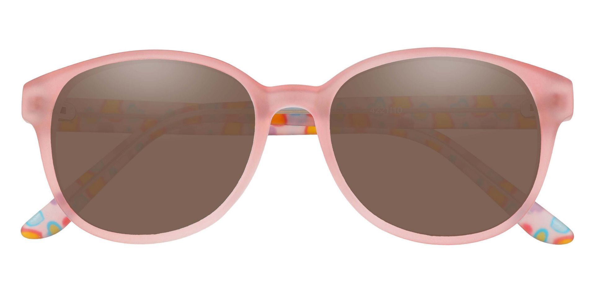 Allegra Oval Non-Rx Sunglasses - Pink Frame With Brown Lenses
