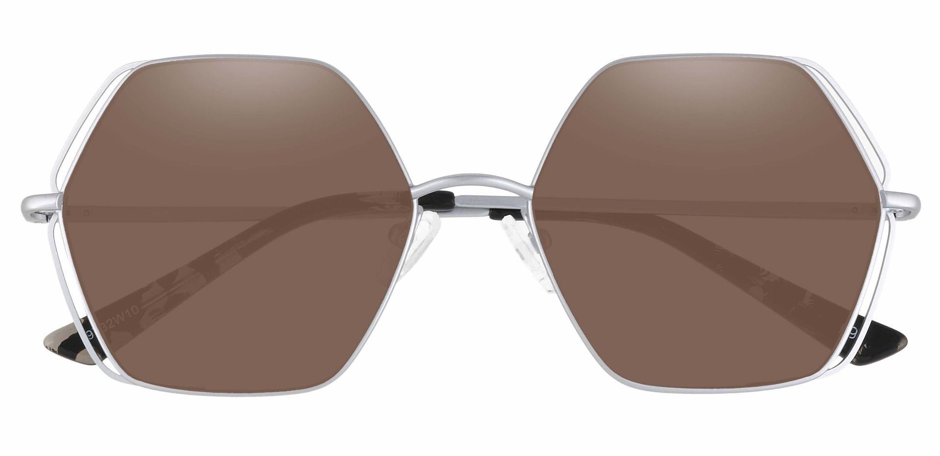 Hawley Geometric Lined Bifocal Sunglasses - Silver Frame With Brown Lenses