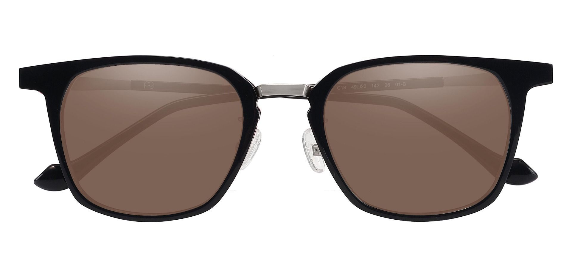 Rex Square Progressive Sunglasses - Black Frame With Brown Lenses