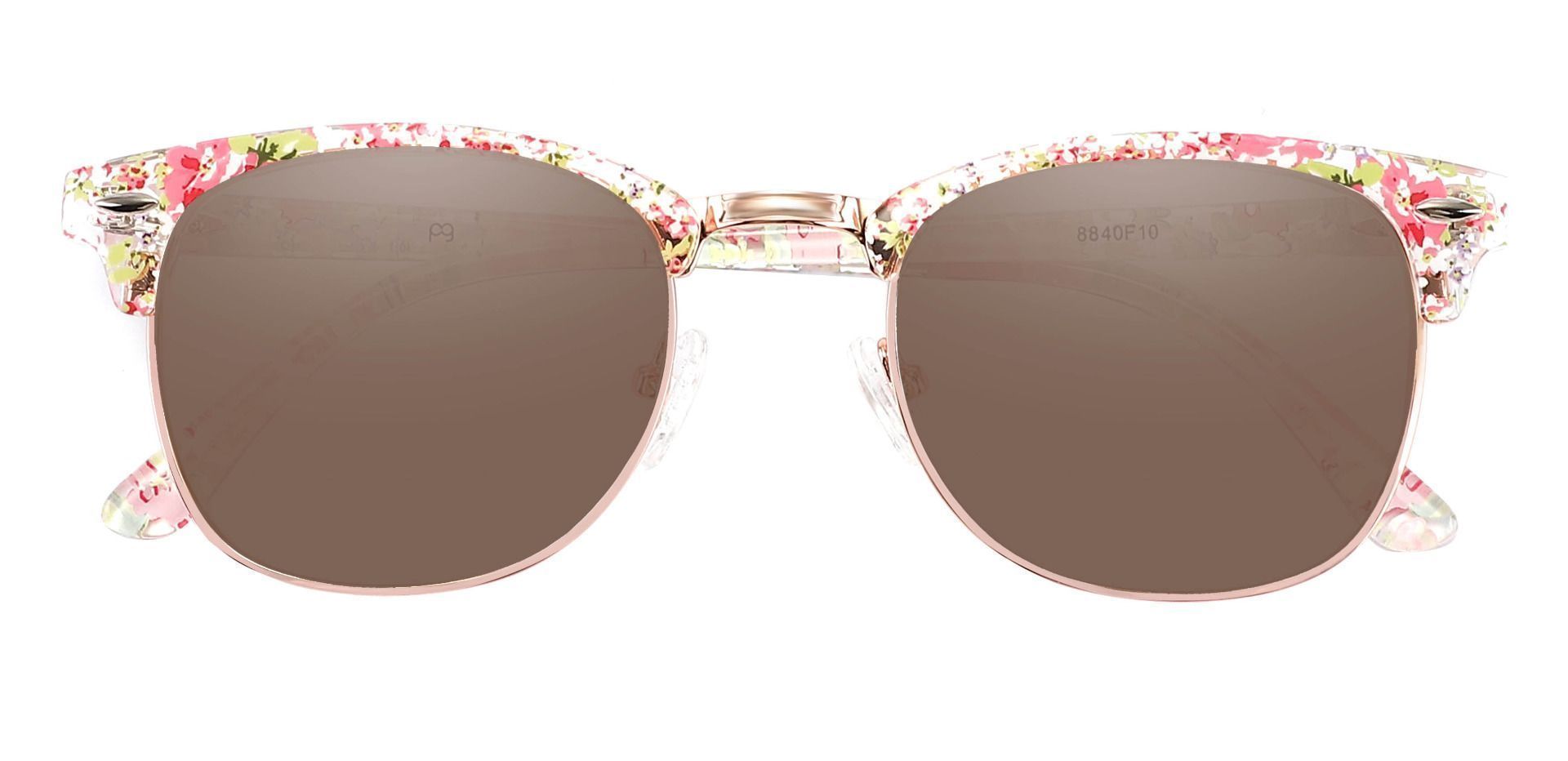 Hartley Browline Lined Bifocal Sunglasses - Floral Frame With Brown Lenses