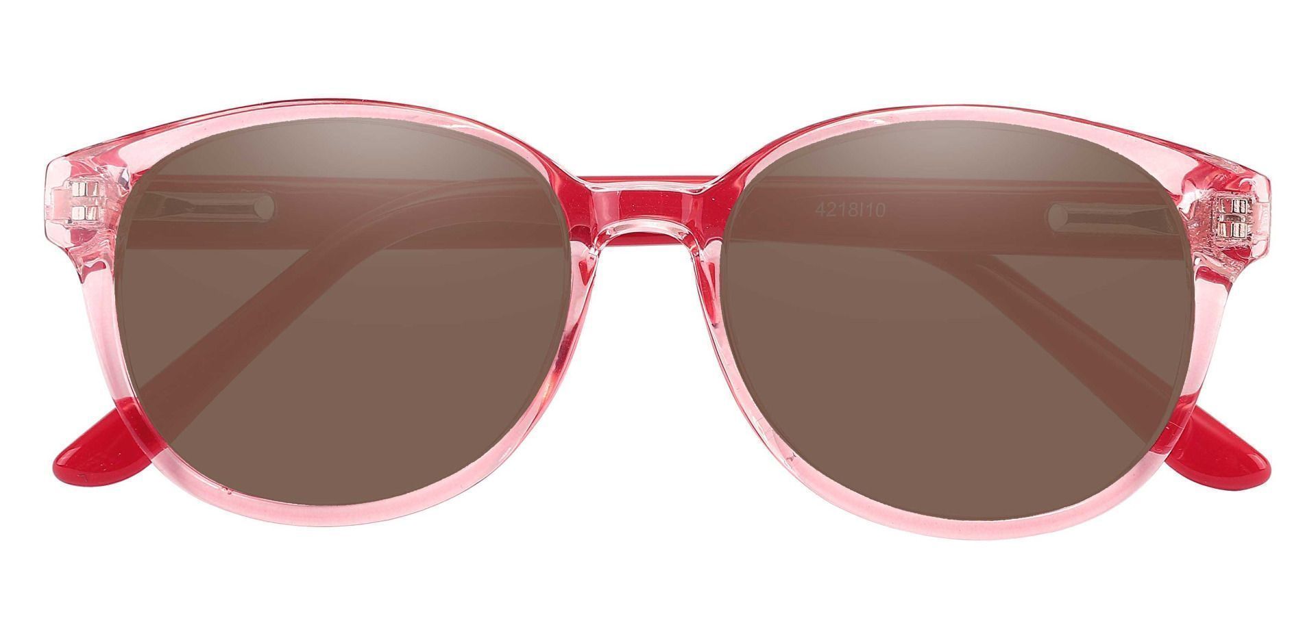 Libby Oval Prescription Sunglasses - Pink Frame With Brown Lenses