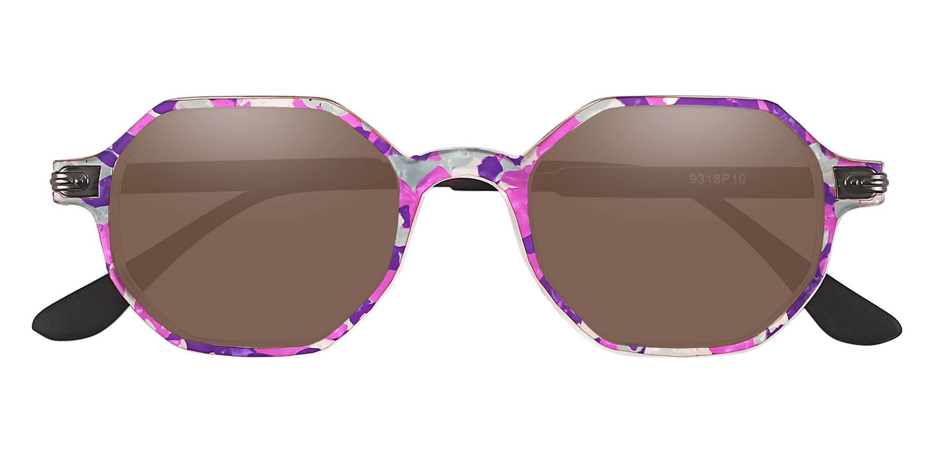 Bogart Geometric Non-Rx Sunglasses - Purple Frame With Brown Lenses