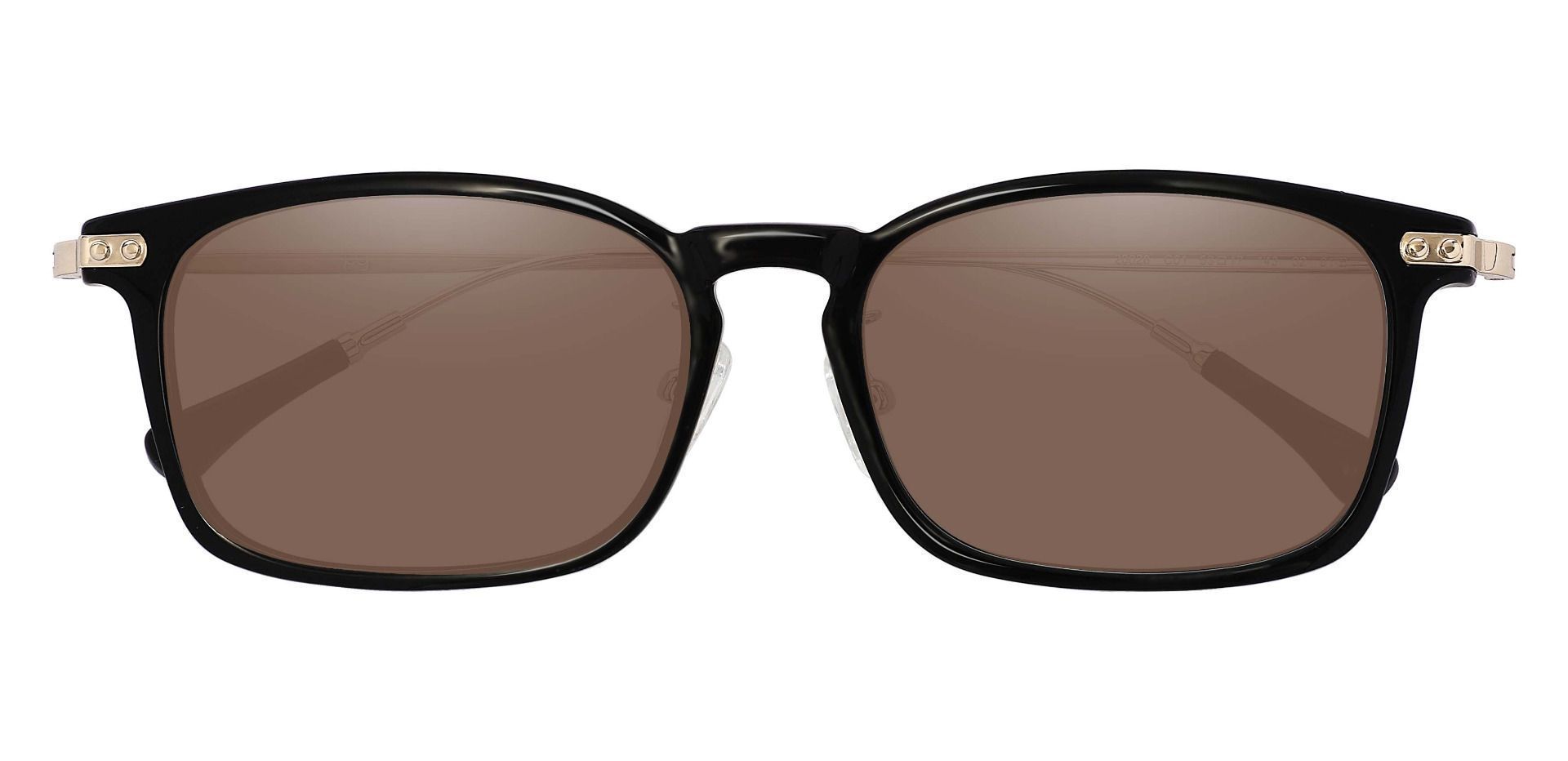 Barron Rectangle Non-Rx Sunglasses - Black Frame With Brown Lenses