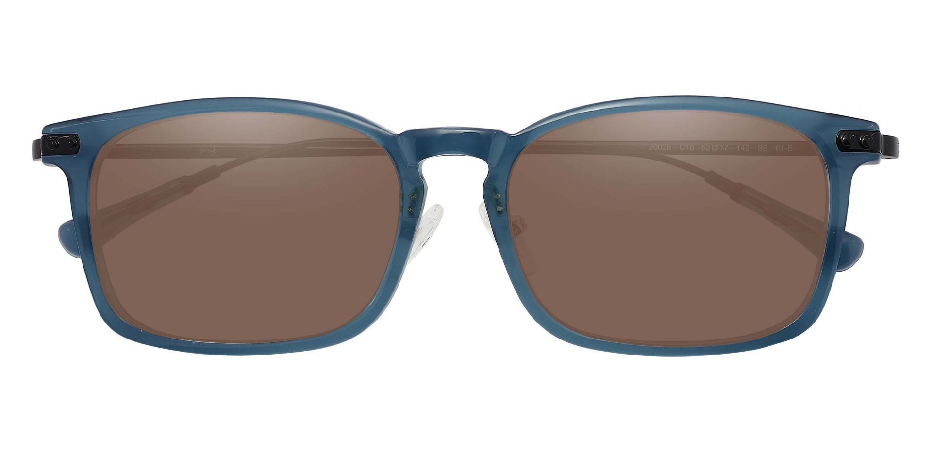 Barron Rectangle Prescription Sunglasses - Blue Frame With Brown Lenses