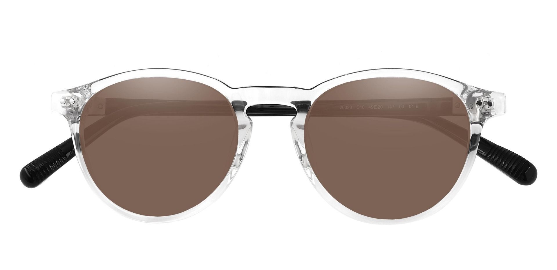 Monarch Oval Non-Rx Sunglasses - Clear Frame With Brown Lenses