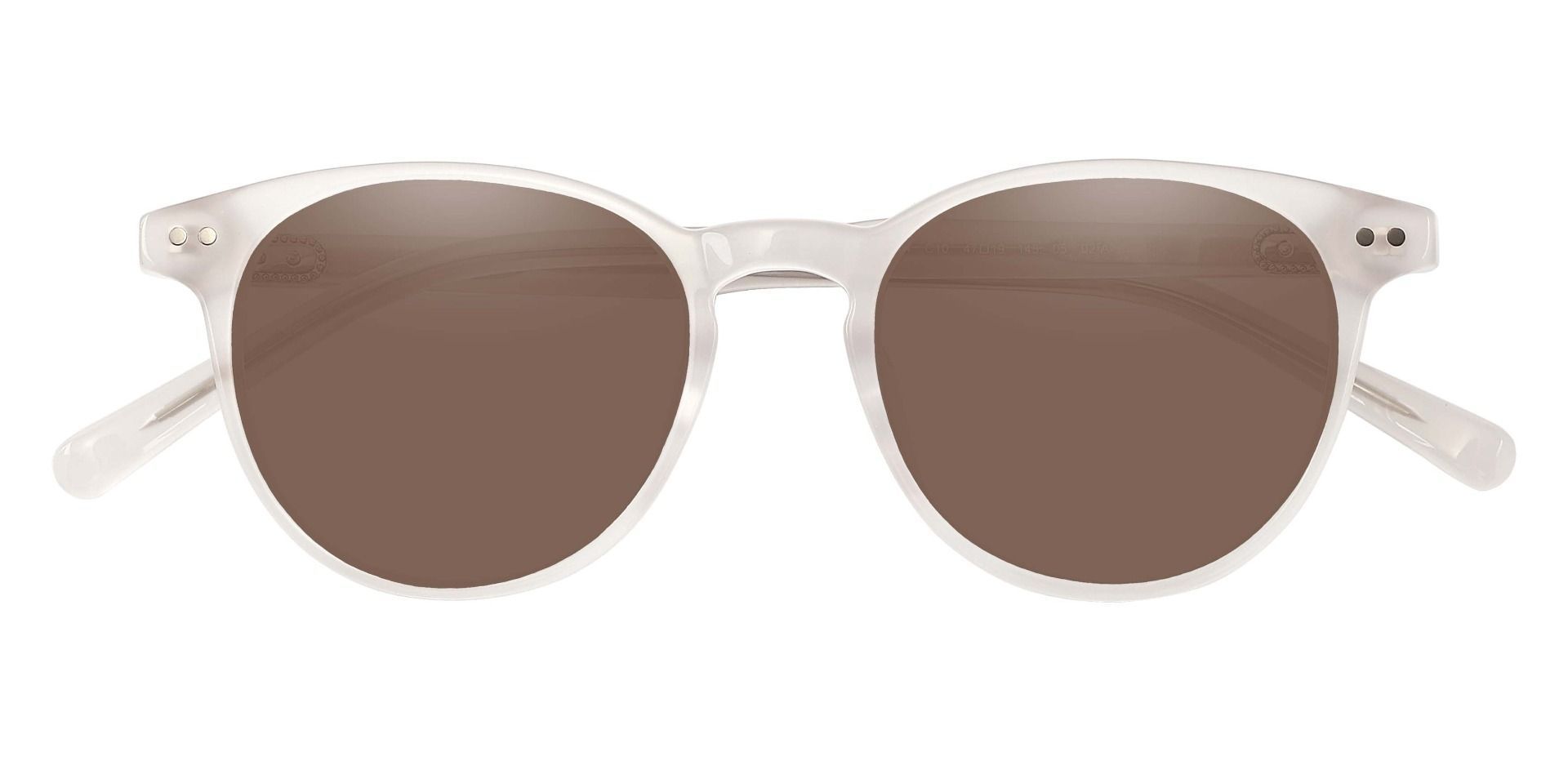 Marianna Oval Non-Rx Sunglasses - White Frame With Brown Lenses