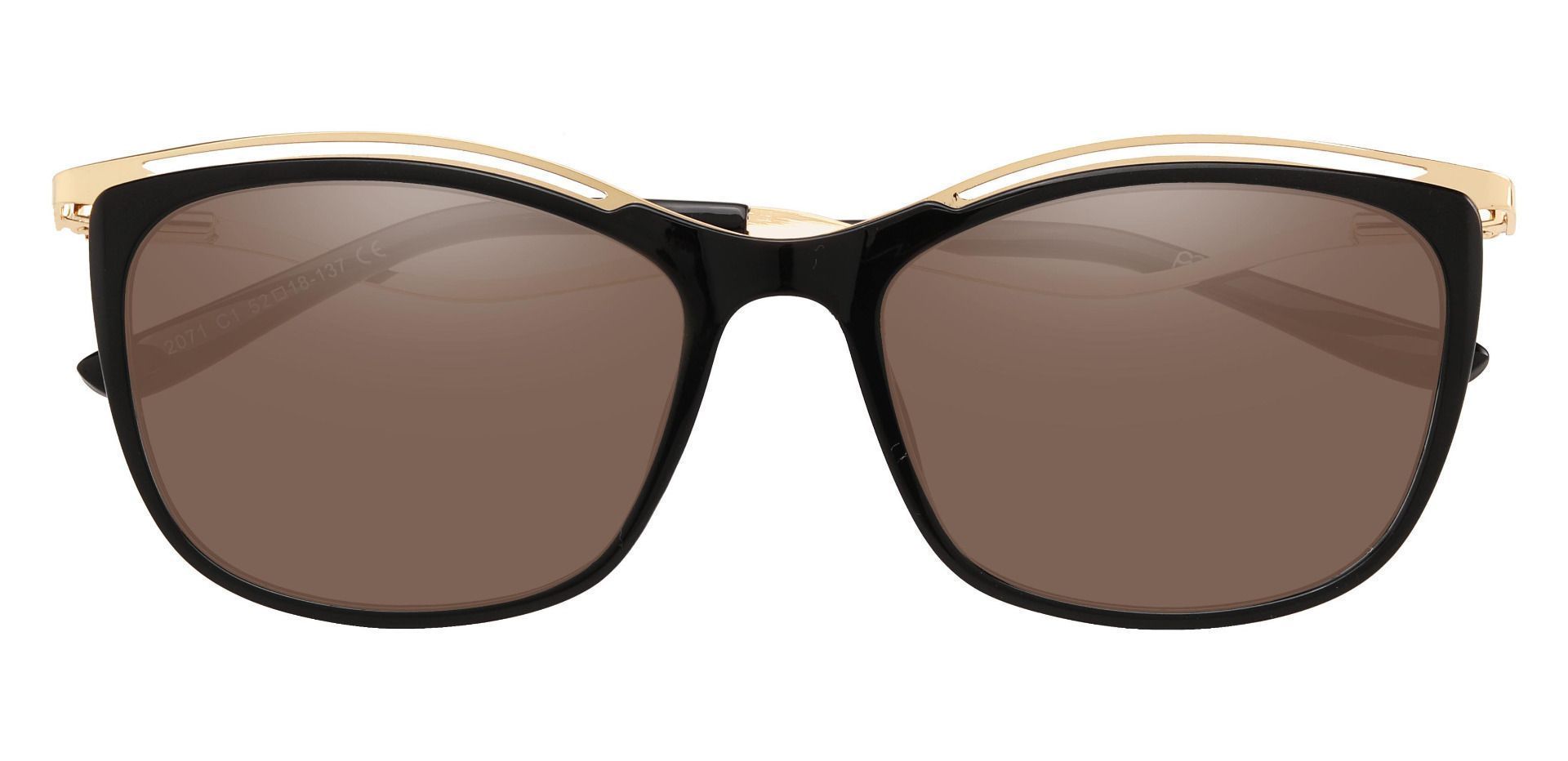 Enola Cat Eye Lined Bifocal Sunglasses - Black Frame With Brown Lenses
