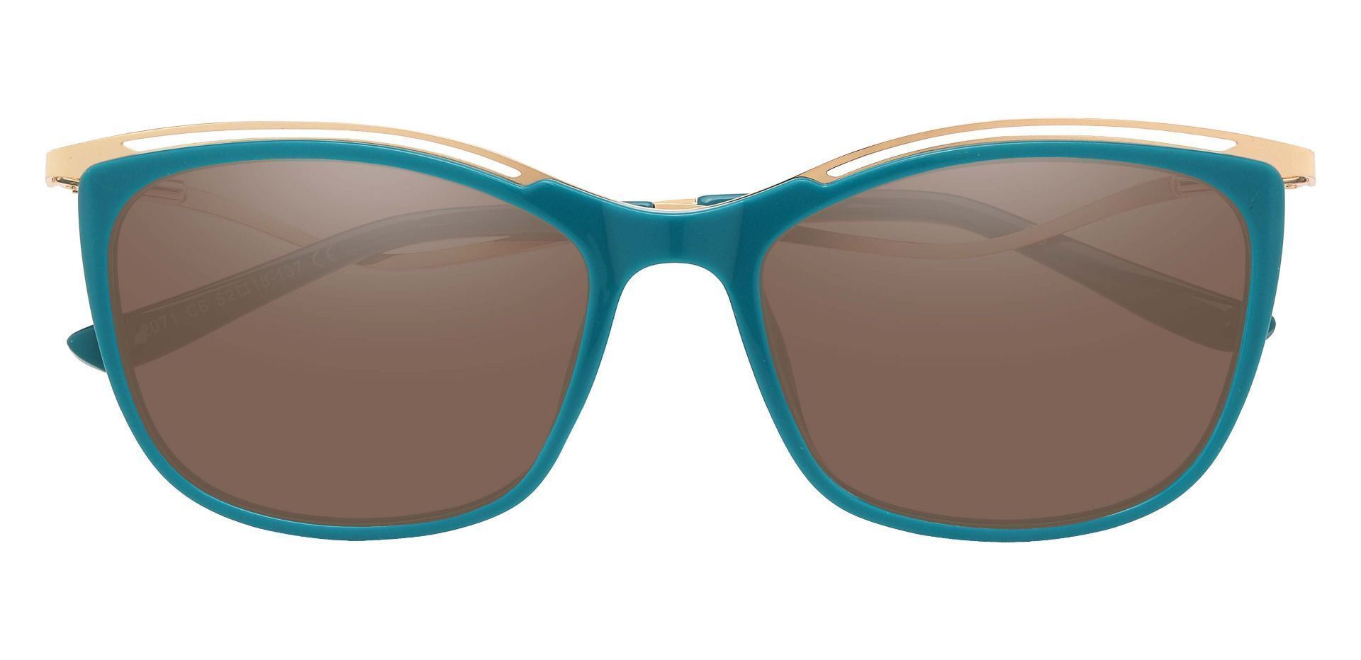 Enola Cat Eye Non-Rx Sunglasses - Green Frame With Brown Lenses