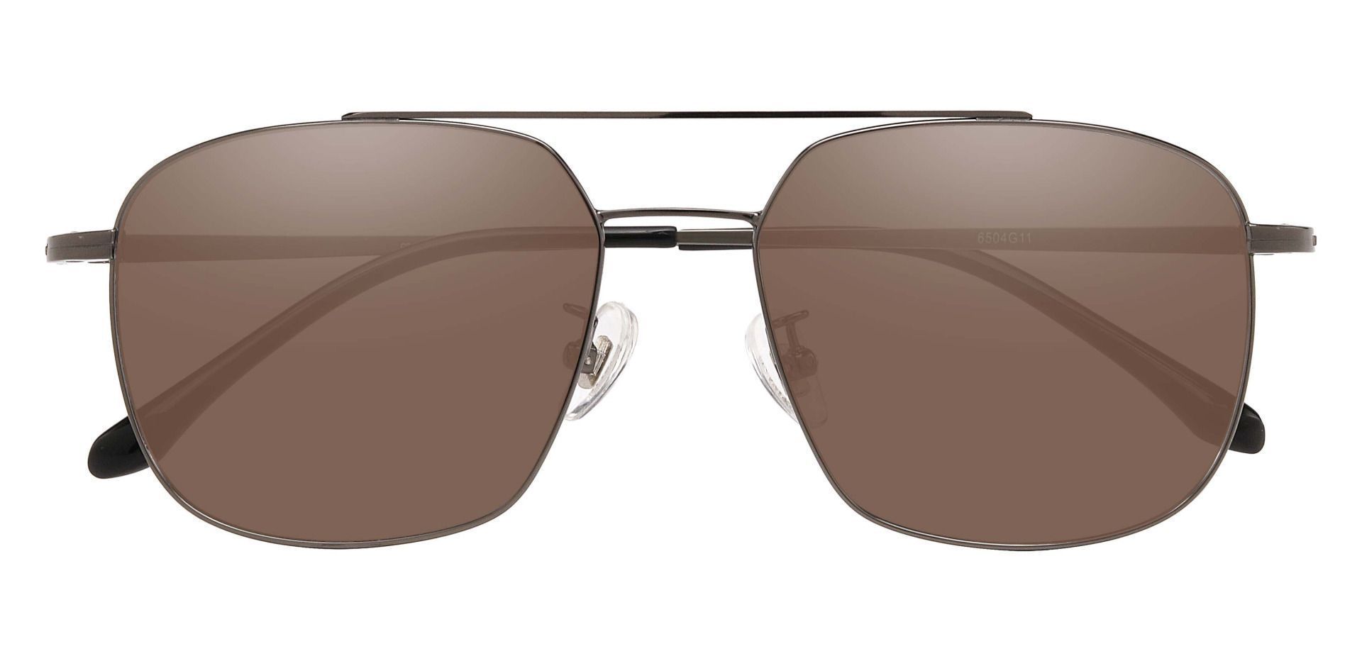 Trevor Aviator Prescription Sunglasses - Gray Frame With Brown Lenses