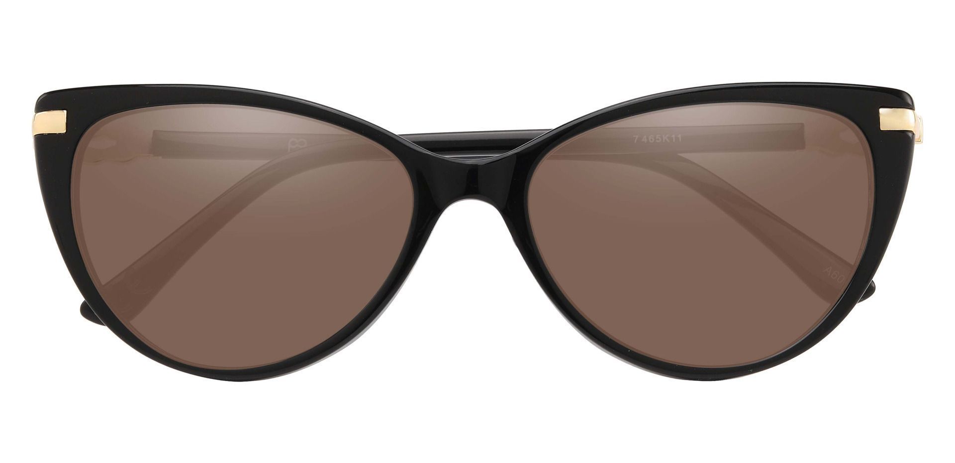 Starla Cat Eye Prescription Sunglasses - Black Frame With Brown Lenses