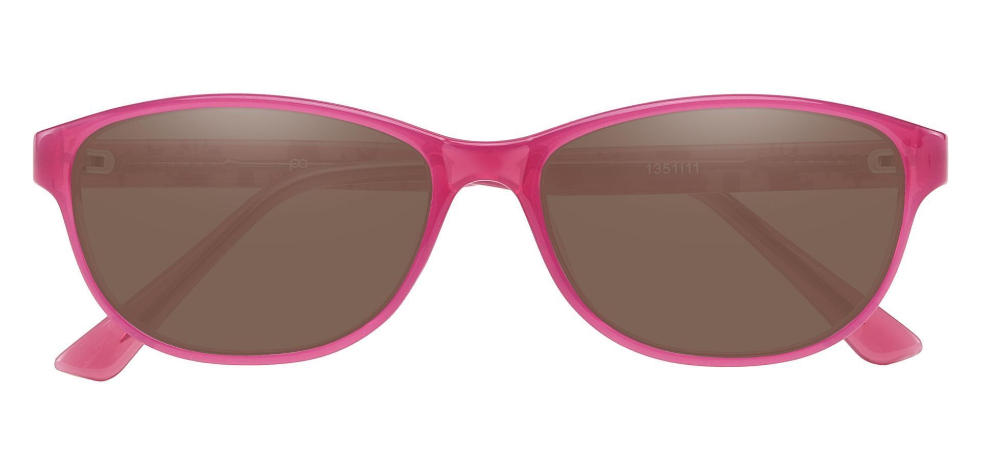 Patsy Oval Non-Rx Sunglasses - Pink Frame With Brown Lenses