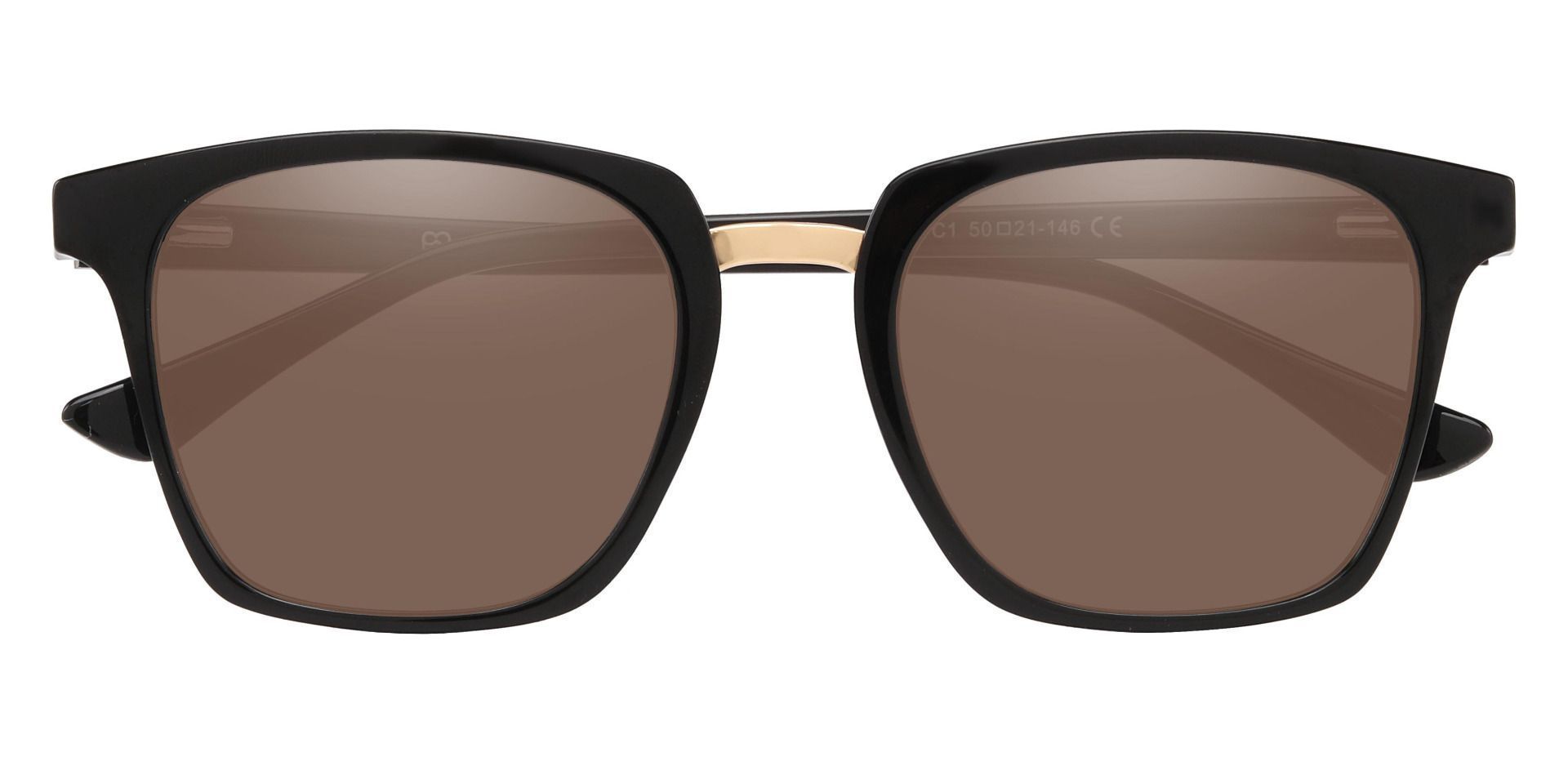Delta Square Non-Rx Sunglasses - Black Frame With Brown Lenses