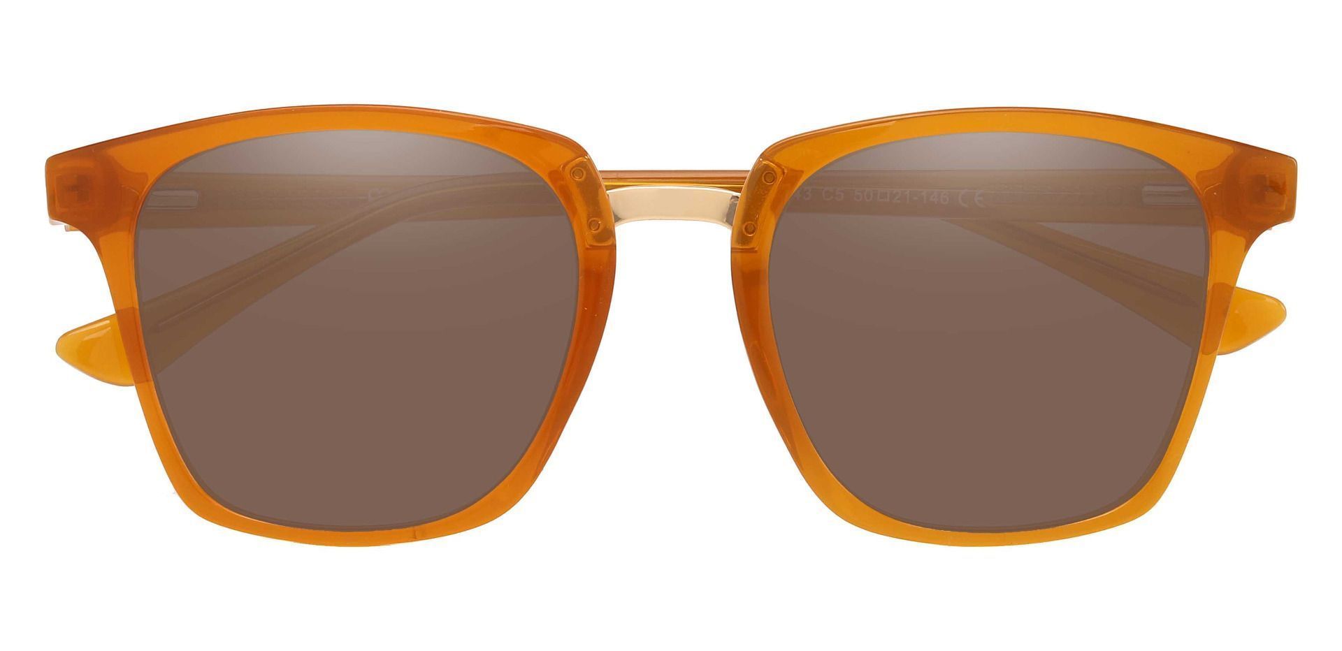 Delta Square Prescription Sunglasses - Orange Frame With Brown Lenses