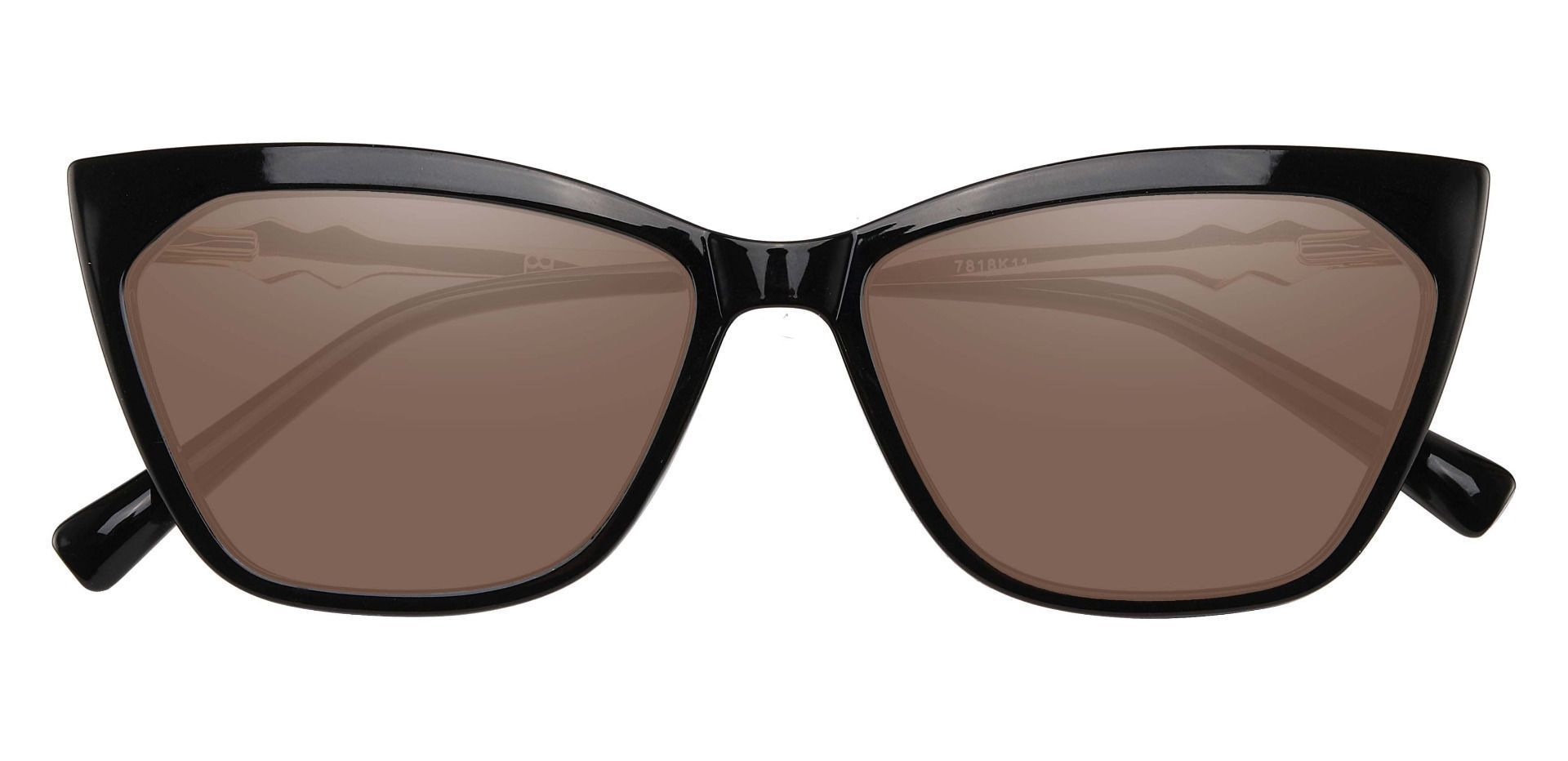 Addison Cat Eye Non-Rx Sunglasses - Black Frame With Brown Lenses