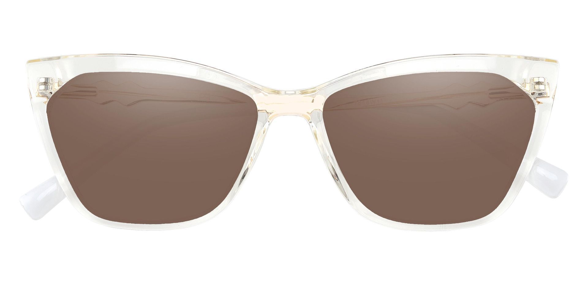 Addison Cat Eye Prescription Sunglasses - Clear Frame With Brown Lenses