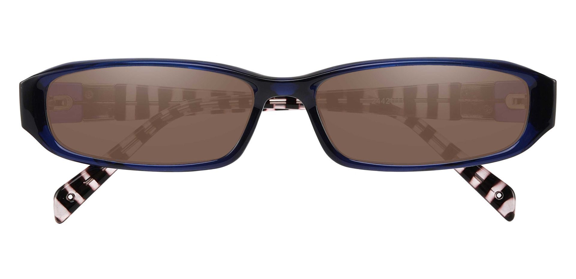 Mulberry Rectangle Single Vision Sunglasses - Blue Frame With Brown Lenses