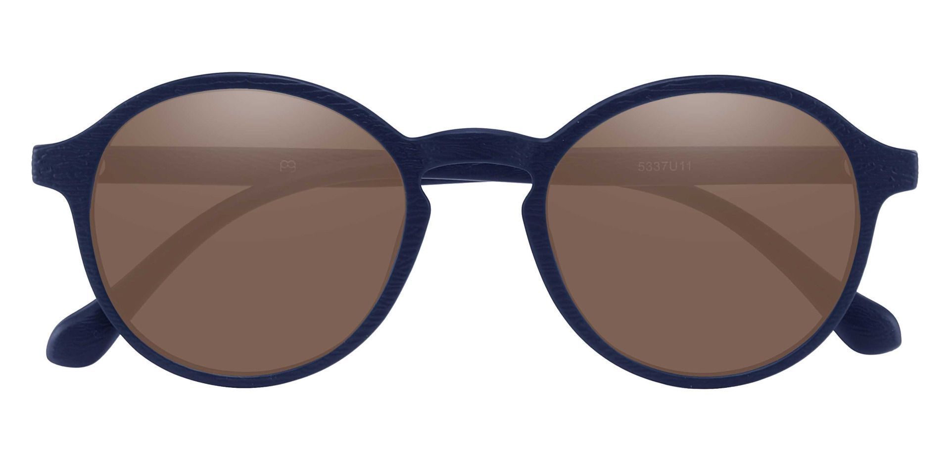 Whitney Round Non-Rx Sunglasses - Blue Frame With Brown Lenses
