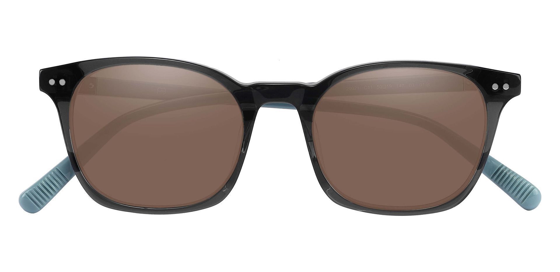 Alonzo Square Non-Rx Sunglasses - Gray Frame With Brown Lenses