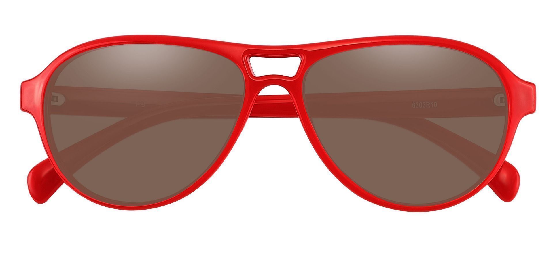 Sosa Aviator Prescription Sunglasses - Red Frame With Brown Lenses