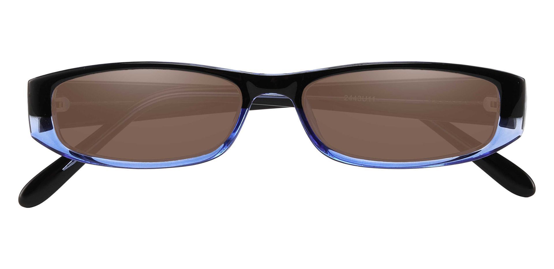 Elgin Rectangle Single Vision Sunglasses - Blue Frame With Brown Lenses