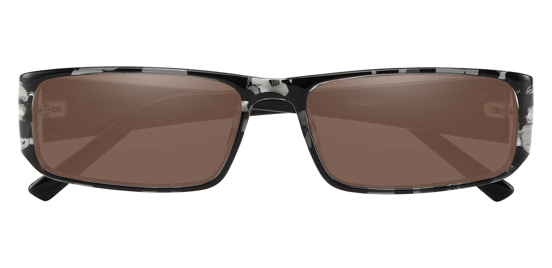 Elbert Rectangle Single Vision Sunglasses - Black Frame With Brown Lenses