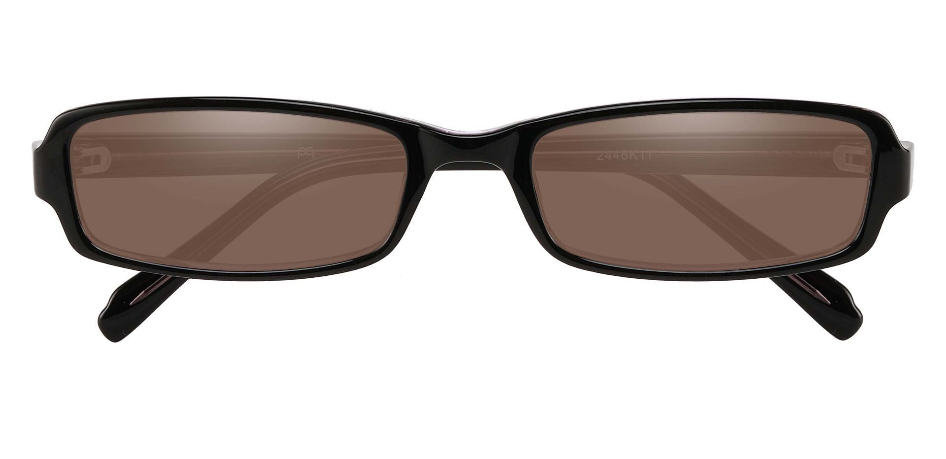 Thyme Rectangle Single Vision Sunglasses - Black Frame With Brown Lenses