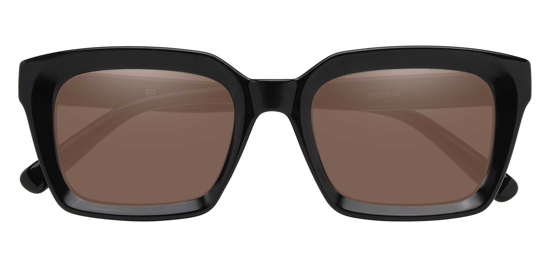 Unity Rectangle Prescription Sunglasses - Black Frame With Brown Lenses